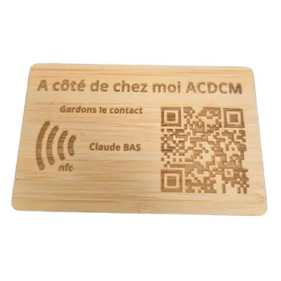 Carte de visite connectée en bois Bambou ACDCM