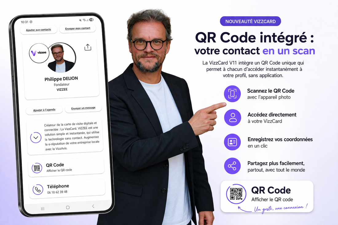 Carte de visite connectée pas chère : la VizzCard Lite à 25 € HT